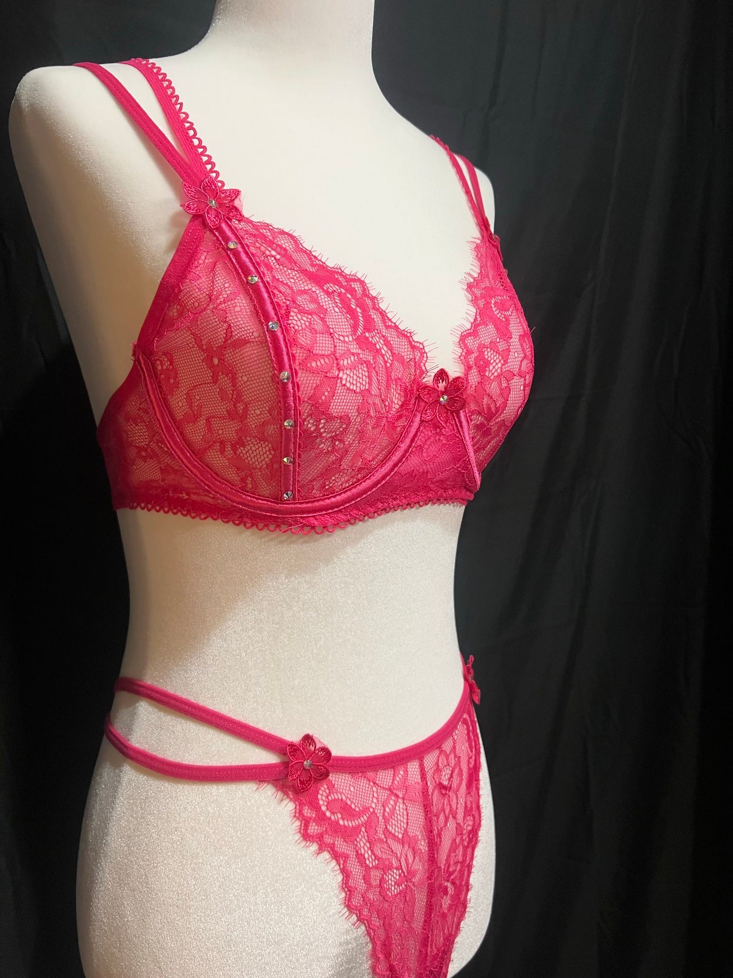BabyBelle Hot Pink Shear Lace Set
