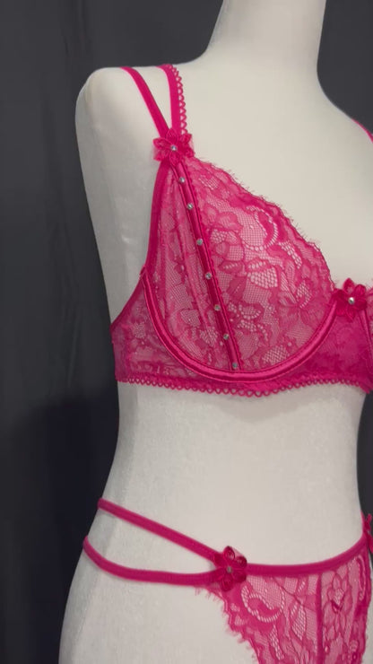 BabyBelle Hot Pink Shear Lace Set